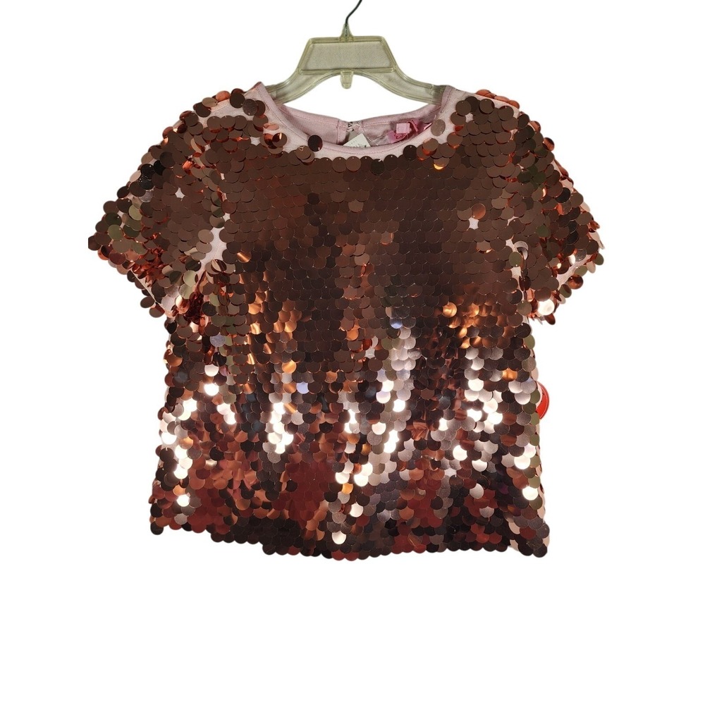 Anthropologie Eva Franco NWT XXS Sequin Sallia Top Rose Gold Party Glam Wedding